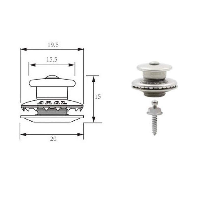 Kit 20x Botão Click 100% INOX como Tenax Loxx Alemã Capotaria