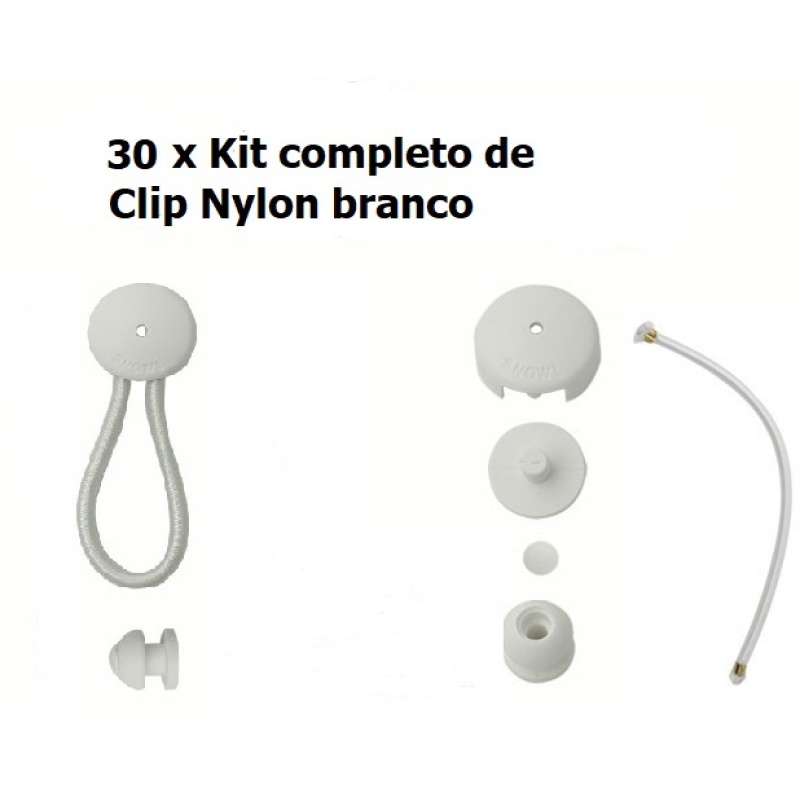 kit 30x Nylon / PVC Clip branco - Stayput